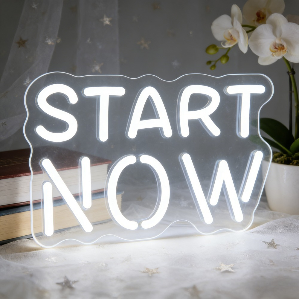 Outdoor Lighting Quotes - Motivational Start Now Neon Sign LED