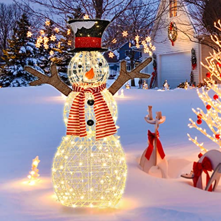 Outdoor Lighting Yard Stakes - Christmas Outdoor Lighted Snowman Yard Decorations,