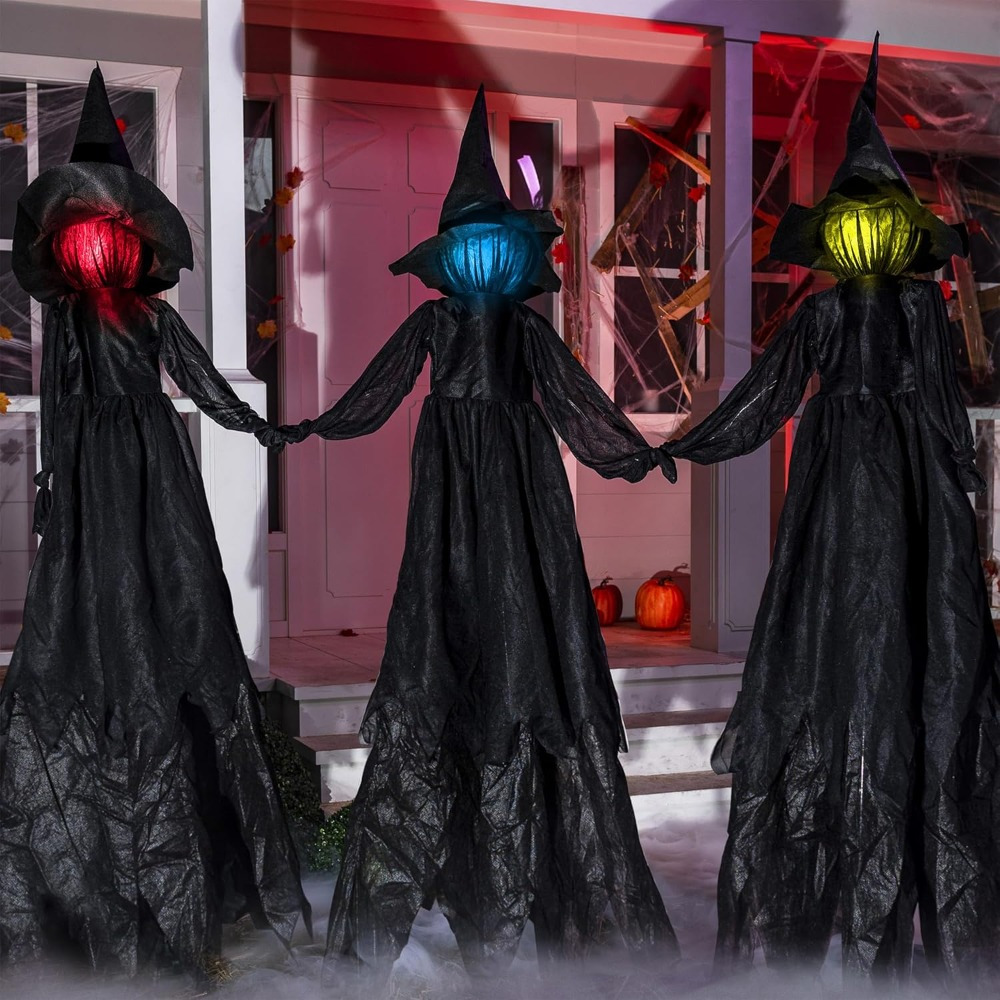 Outdoor Lighting Yard Stakes - 3 Pack 51'' Halloween Witch Decorations