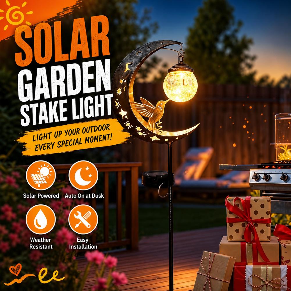 Outdoor Lighting Yard Stakes - Solar Lawn Light Iron Hummingbird Silhouette