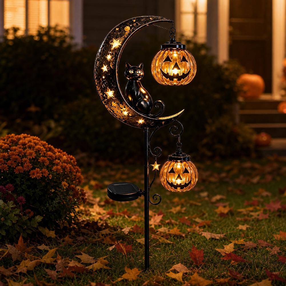 Halloween Black Cat Moon Groun - đánh giá và giá Outdoor Lighting Yard Stakes