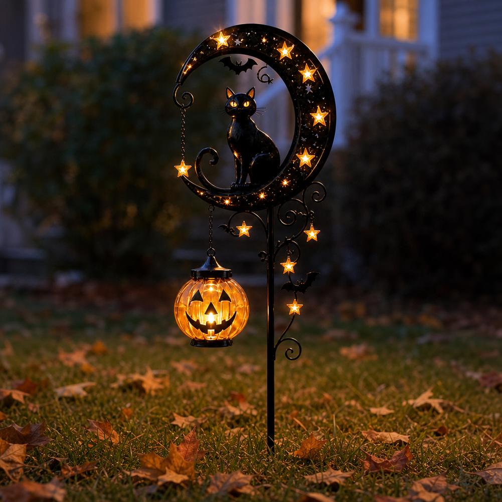 Halloween Black Cat Moon Groun - đánh giá và giá Outdoor Lighting Yard Stakes