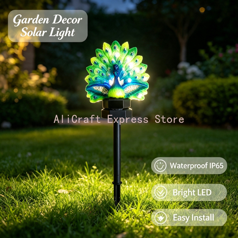 Resin Peacock Solar Garden Sta - đánh giá và giá Outdoor Lighting Yard Stakes