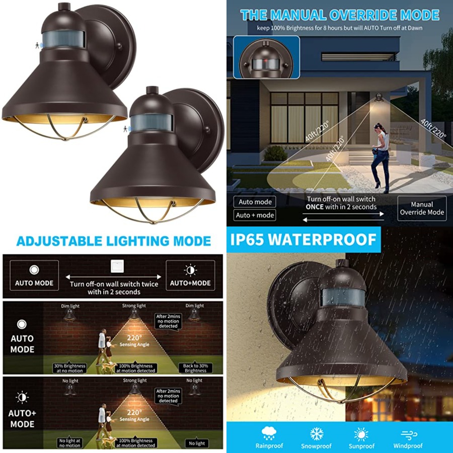 2 Pack Motion Sensor Outdoor L - đánh giá và giá Outdoor Lighting Led Fixtures