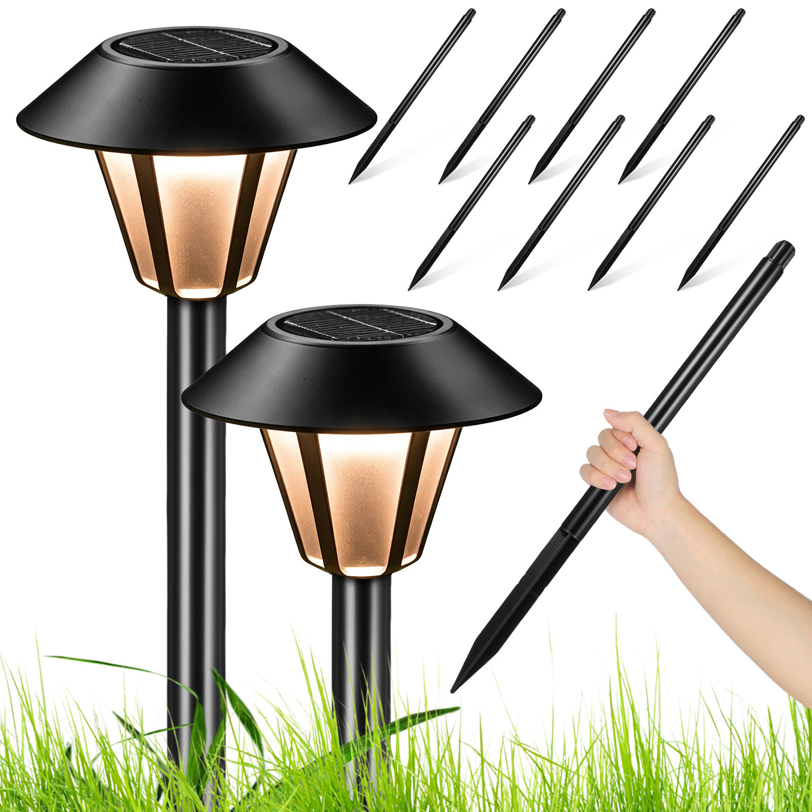 8Set Solar Light Stakes Black  - đánh giá và giá Outdoor Lighting Yard Stakes