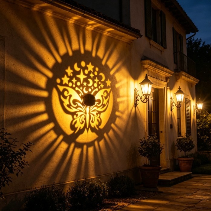 Solar Mandala Butterfly Projec - đánh giá và giá Outdoor Lighting On Fence