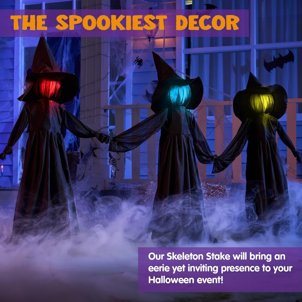 3 Pack 51'' Halloween Witch De - đánh giá và giá Outdoor Lighting Yard Stakes