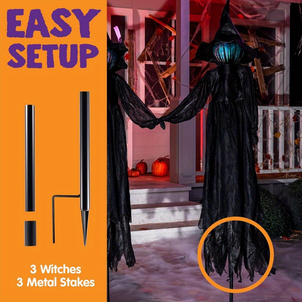 3 Pack 51'' Halloween Witch De - đánh giá và giá Outdoor Lighting Yard Stakes