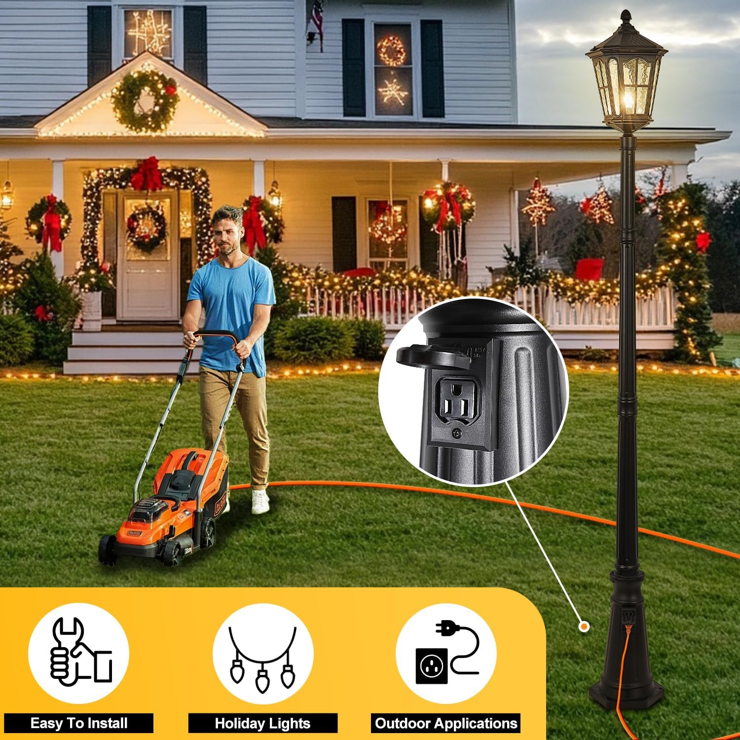 Waterproof outdoor pole light  - đánh giá và giá Outdoor Lighting No Outlet