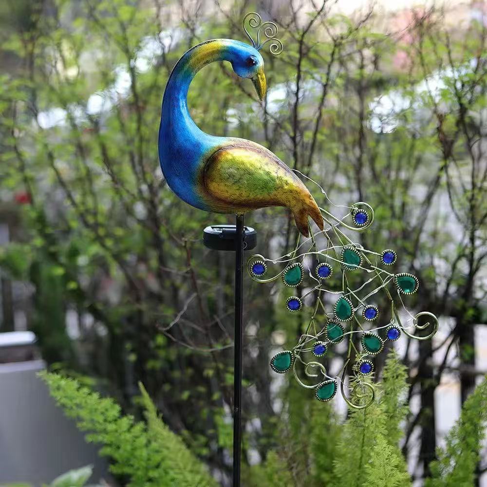 Metal Peacock Solar Stake Ligh - đánh giá và giá Outdoor Lighting Yard Stakes