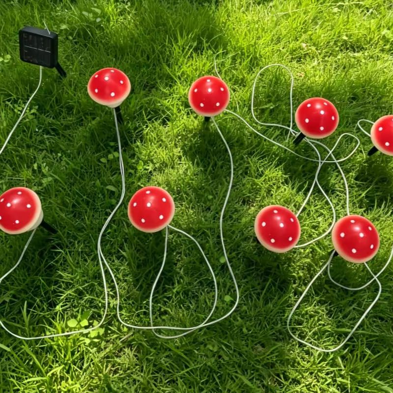 Solar Mushroom String Lights W - đánh giá và giá Outdoor Lighting Yard Stakes